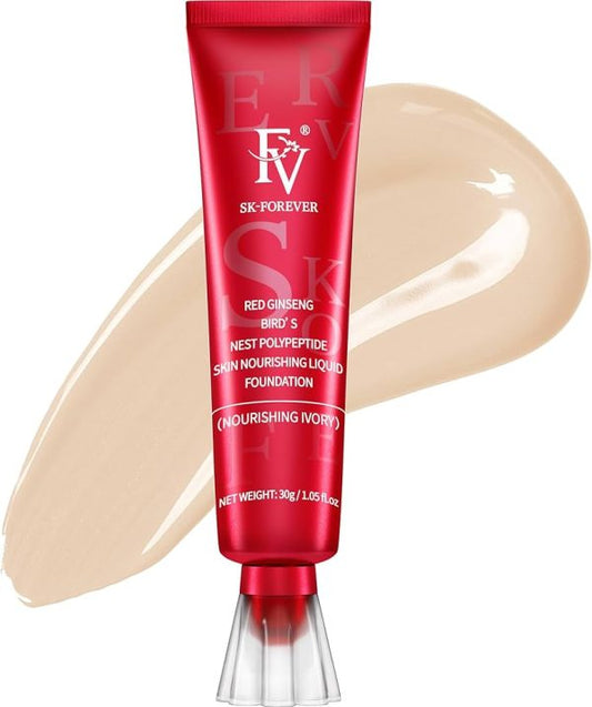 Fv Foundation Waterproof With Medium Coverage, Oil-free & Long Lasting, Matte orever Foundation For Oily/normal Skin, Forever Liquid Makeup Foundation For Face, 30g Ivory