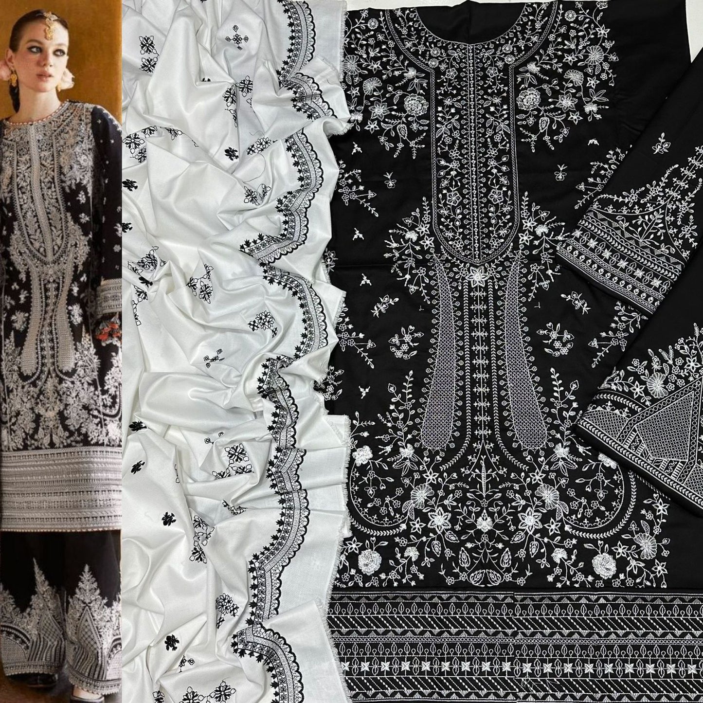 Winter Dhanak Heavy Embroidered Suit | 3 PCS winter Collection With Brand Shawl