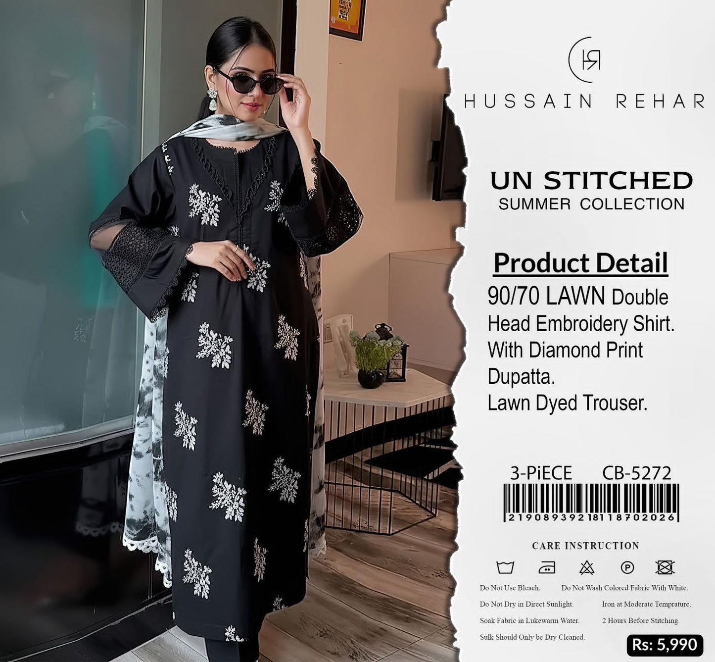 Heavy Embroidered 3 peace Airjet Lawn Suit With wole Dupatta