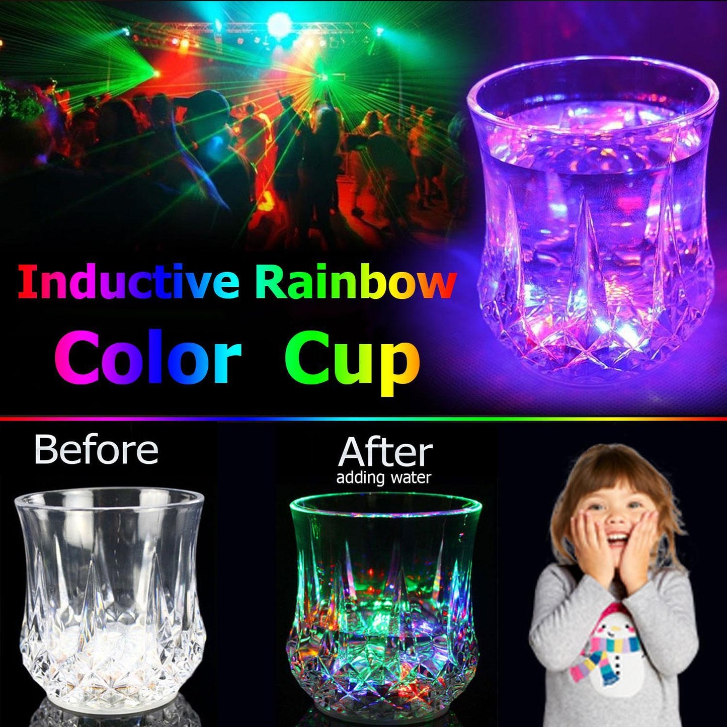 Single pcs - Lighting glass Led Flashing Water Inductive Rainbow Color Cup LED Glowing Water Mug Colorful Glowing Cup Pour Water And It Lights Up Inductive Pineapple Cup KTV Bar Color Changing Beer Cup 200ml