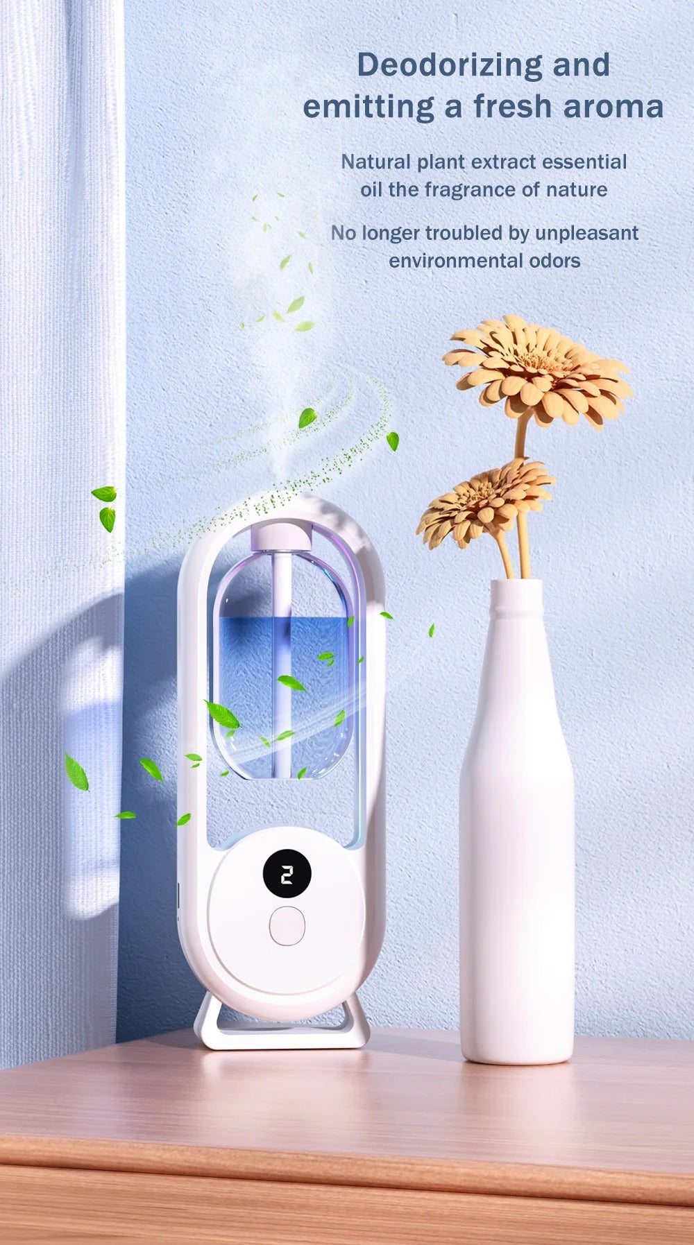Rechargeable 5-Mode Aromatic Diffuser – Timed Essential Oil Air Freshener for Bedroom, Living Room & Bathroom 50ml