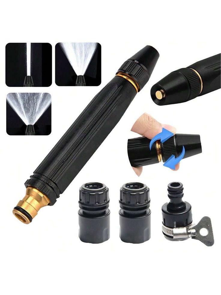 Adjustable Water Spray Nozzle – Durable Plastic Garden Hose Sprayer (Black, 1 Pc)