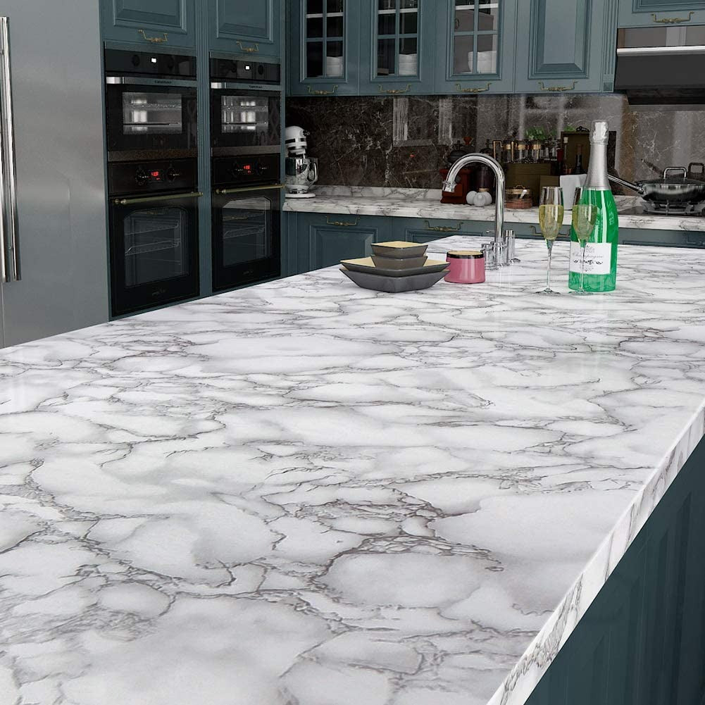 Sef Adhesive white marble sheets for kitchen, drawa, cabinet (60×200)