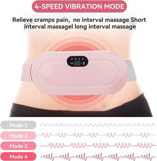 Cramp Relief Belt -Portable Menstrual Heating Pad, Heated Belly Belt For Menstrual Cramp Relief With 3 Heat Levels And 4 Modes, Electric Belt Massage For Women And Girls