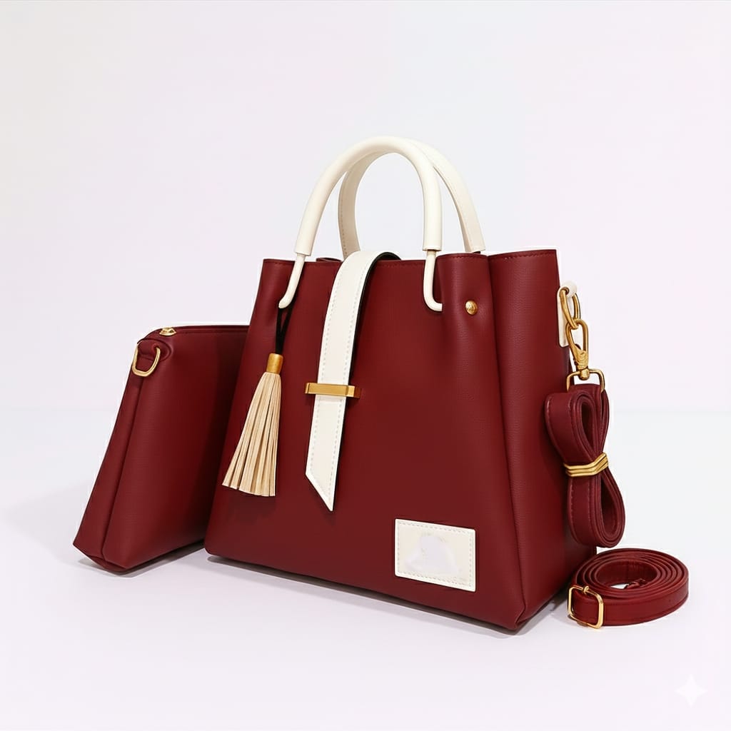 2 PCS Premium Synthetic Leather Shoulder Bags Set – Soft, Stylish &amp; Spacious with Long Strap