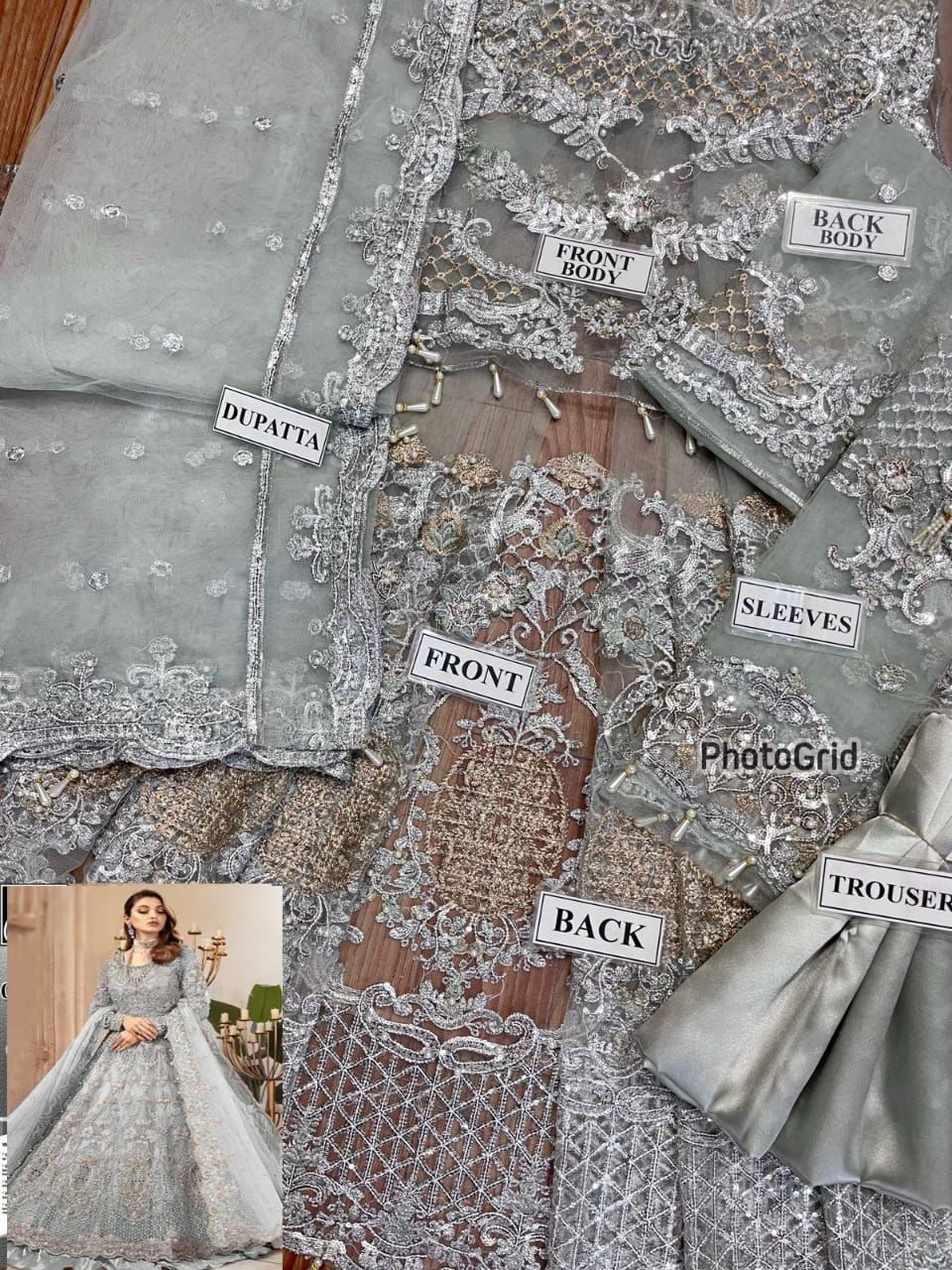 MARIA.B Bridal Wedding Edition – Luxury Heavy Embroidered Net Maxi with Silk Trouser (6 Colors)