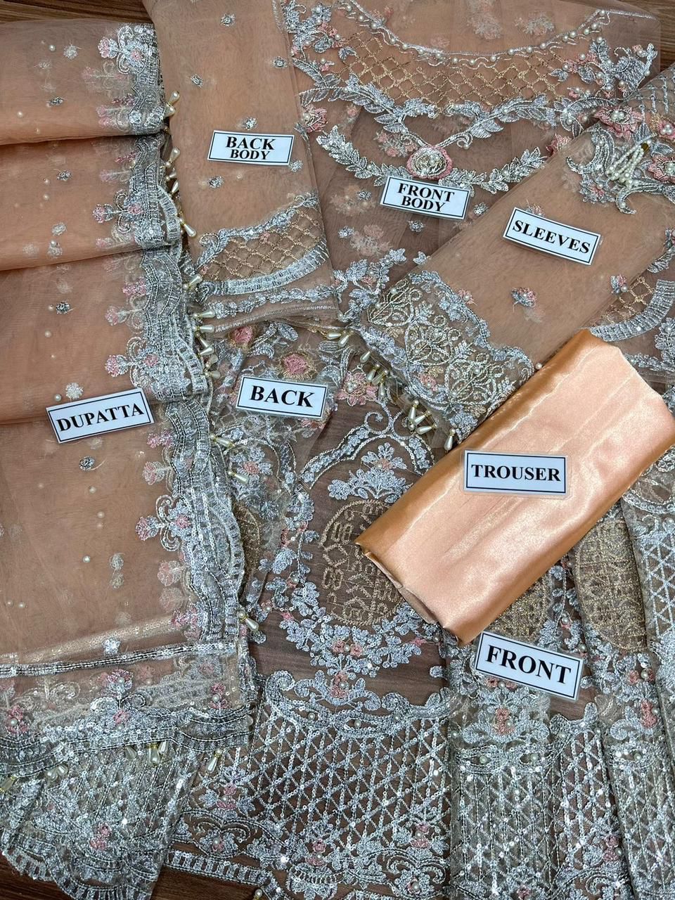 MARIA.B Bridal Wedding Edition – Luxury Heavy Embroidered Net Maxi with Silk Trouser (6 Colors)