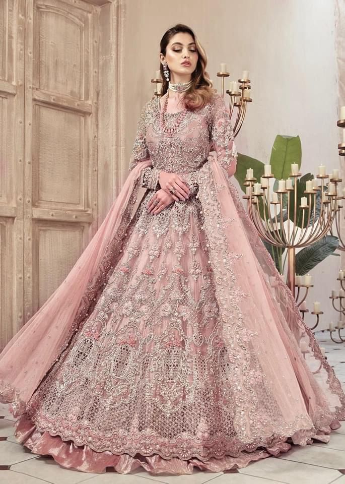 MARIA.B Bridal Wedding Edition – Luxury Heavy Embroidered Net Maxi with Silk Trouser (6 Colors)