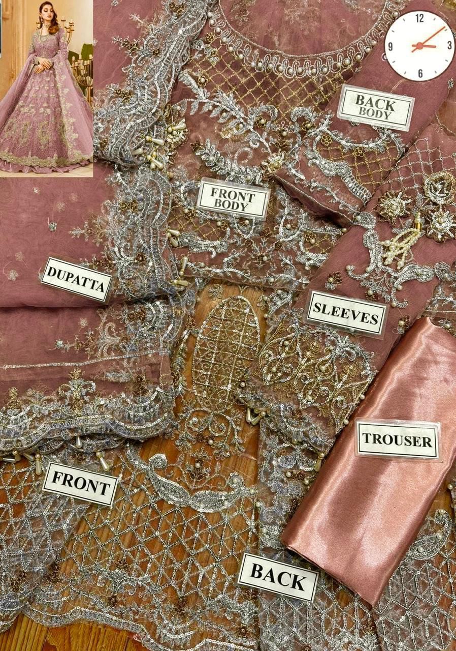 MARIA.B Bridal Wedding Edition – Luxury Heavy Embroidered Net Maxi with Silk Trouser (6 Colors)