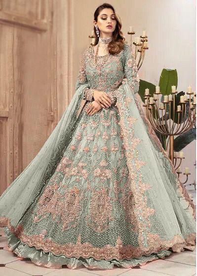 MARIA.B Bridal Wedding Edition – Luxury Heavy Embroidered Net Maxi with Silk Trouser (6 Colors)