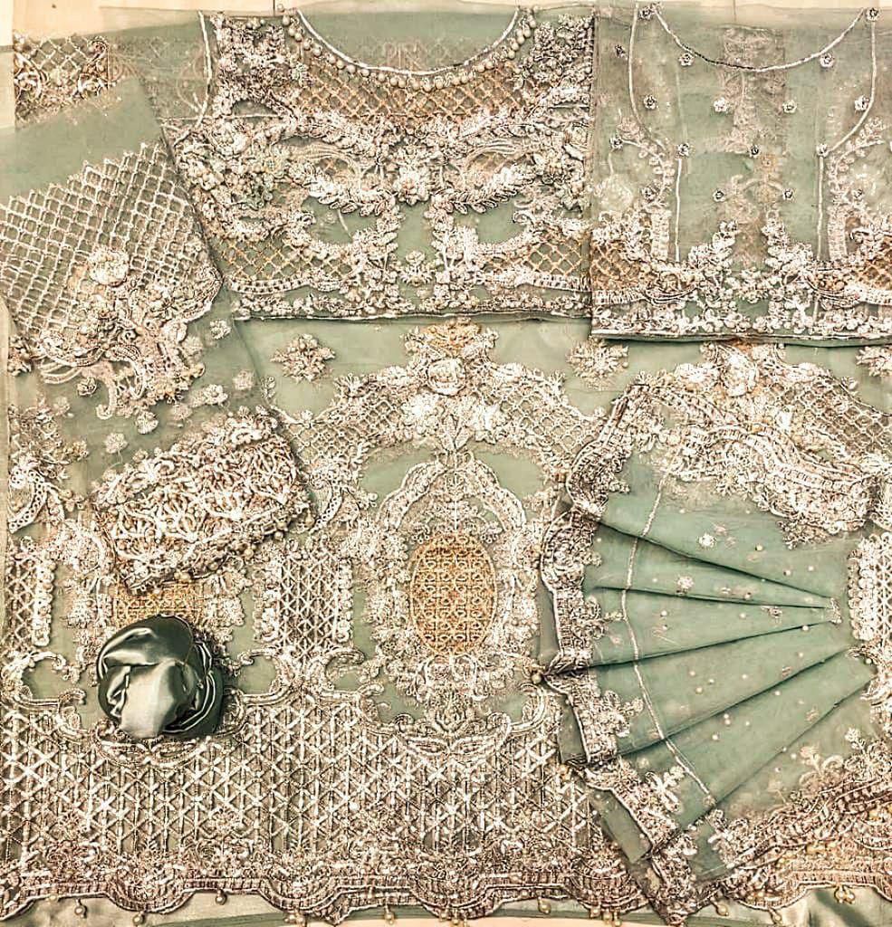 MARIA.B Bridal Wedding Edition – Luxury Heavy Embroidered Net Maxi with Silk Trouser (6 Colors)