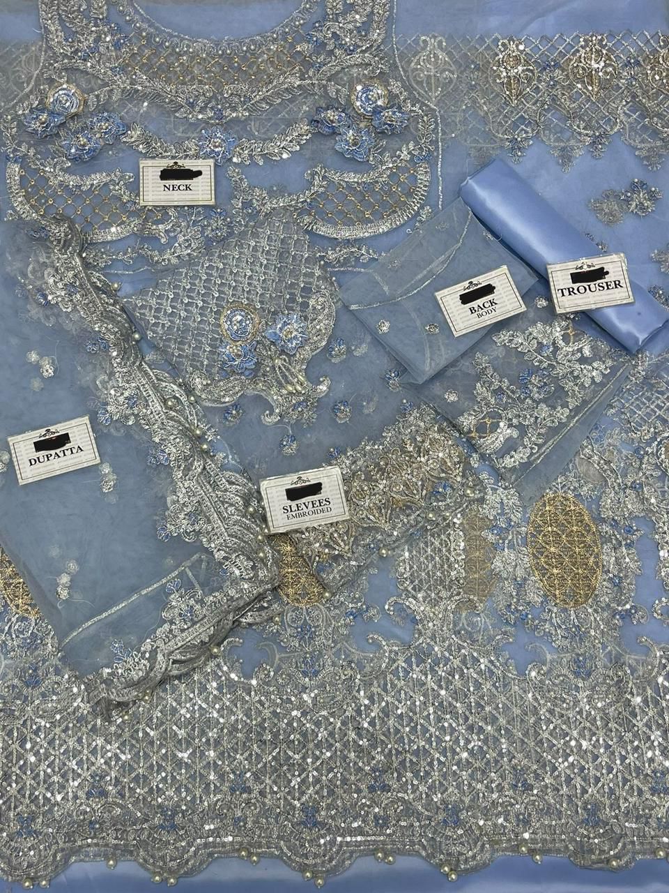 MARIA.B Bridal Wedding Edition – Luxury Heavy Embroidered Net Maxi with Silk Trouser (6 Colors)