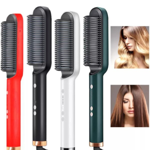 2-in-1 Hair Straightener & Curler Brush – Professional Styling Comb for Women